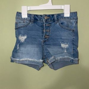 skinny denim shorts (high rise)